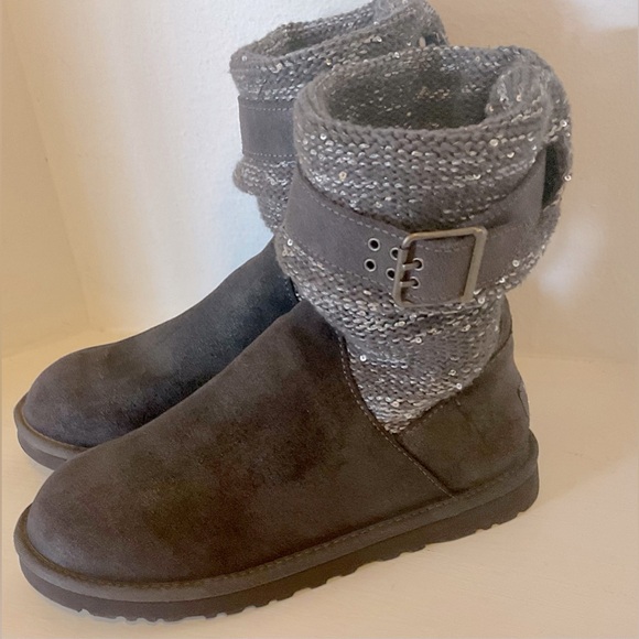UGG AUSTRALIA Classic Cambridge Women's boots size 8. Gray Suede with glitter - Picture 3 of 15